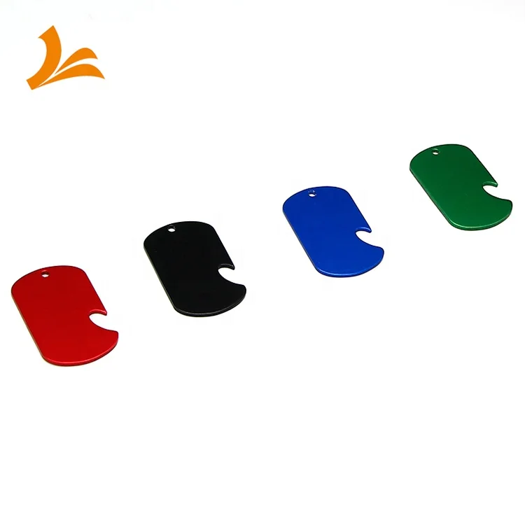 China manufacture customized aluminum anodized colored blank dogtag and bottle opener