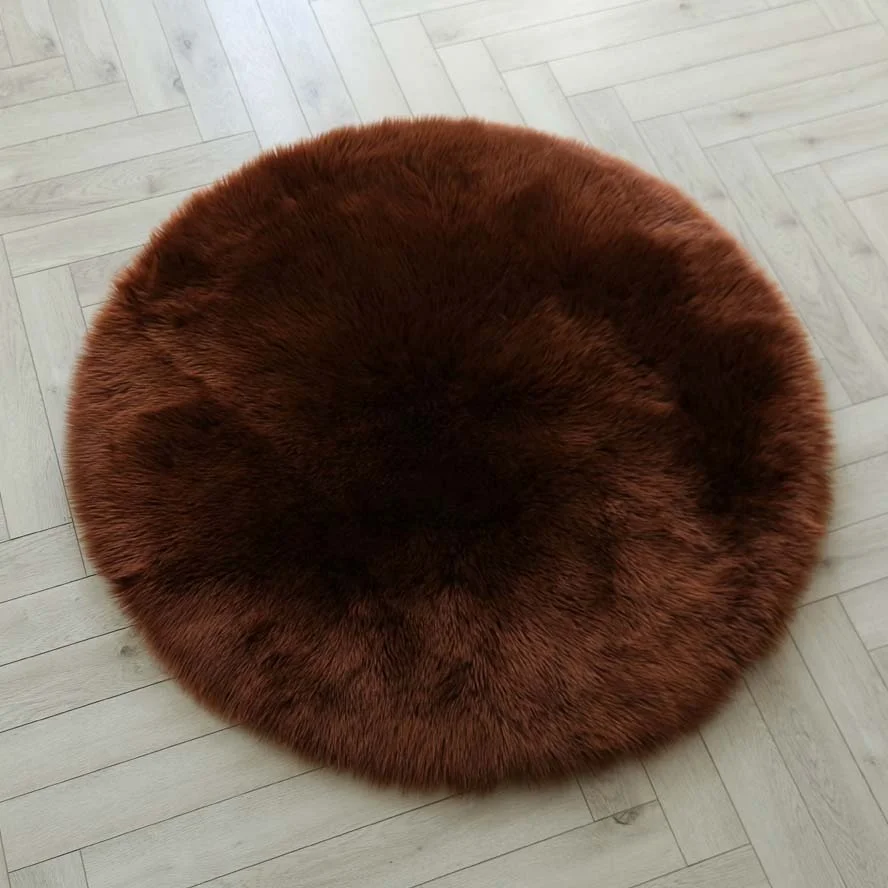 90cm Circle Simple Delicate Living room faux fur Rug Shaggy Carpet