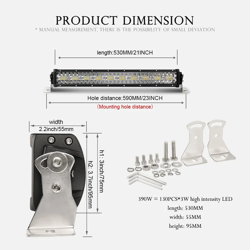 Лидер продаж, автомобильная светодиодная балка, 12 В, 22 дюйма, 32 дюйма, 42 дюйма, 24 Вольта, 4x4, Aurora 52 дюйма