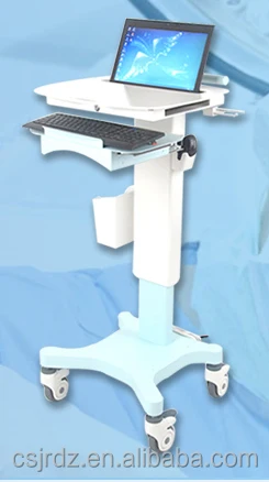 High quality Medical workstation trolley for Laptop, computer cart, hospital and medical mobile desktop laptop cart supplier