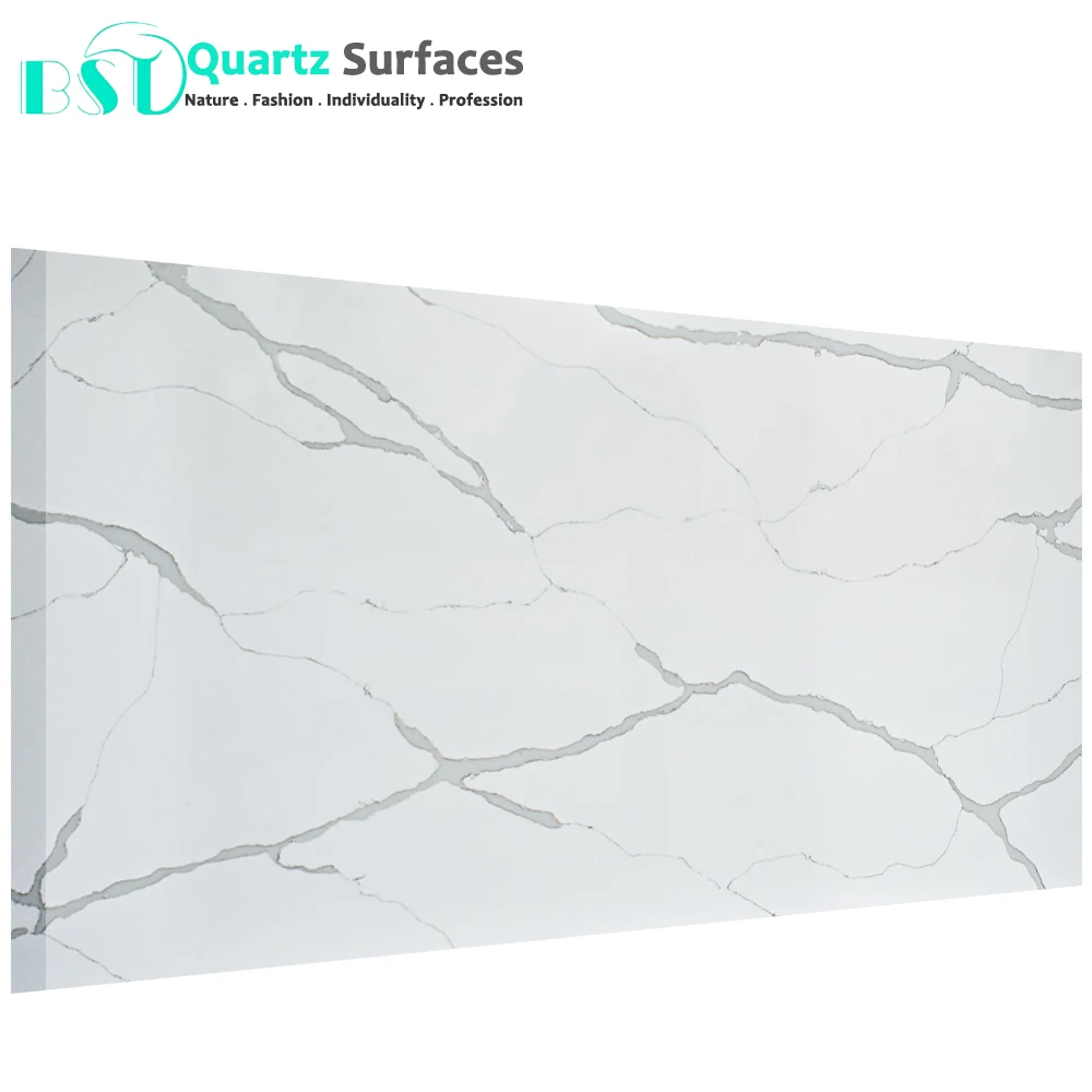 Customized Calacatta Artificial Quartz Stone Slabs High Quality White Kitchen Modern Kitchen Counter Top Marble Solid Surface