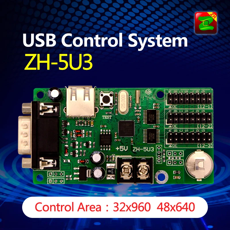 ZH-5U3 Super Stable Effects ZH LED Screen 3line USB Control System Cards for Text Display
