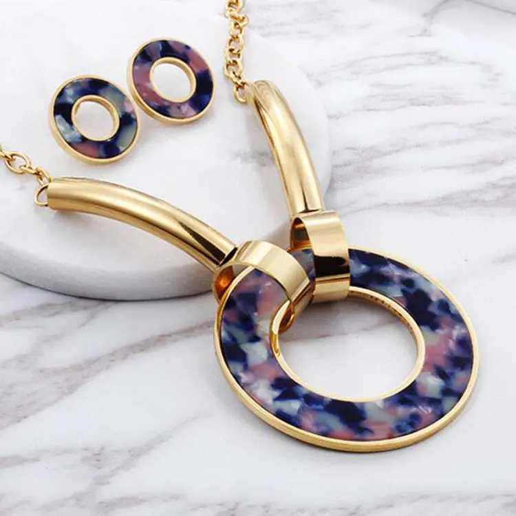 Fashion & Costume Dubai Gold Plated Jewelry Set, Stainless Steel Bridal Wedding Jewelry Necklace Set