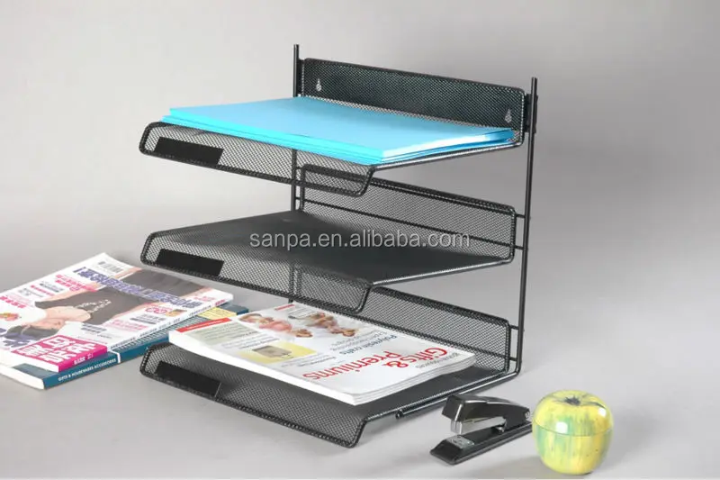 
Office Metal Mesh Wire Desk Organizer Document Stacking Paper Tray 