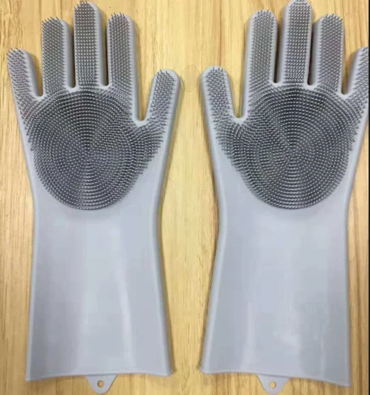 Magic Reusable Silicone Gloves with Cleaning Scrubber, Great for dish wash, Cleaning