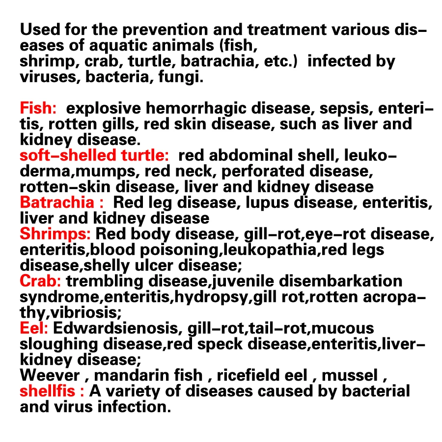 
Herbal Veterinary Medicine Fish or Prawn Medicine Treatment Leukopathia 