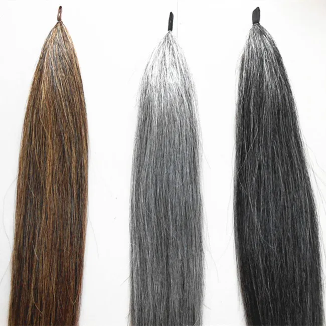 Medium Grey Natural Loop False Horse Tail Extension 70-75CM Double Thickness With Real Horse Hairs For Sale