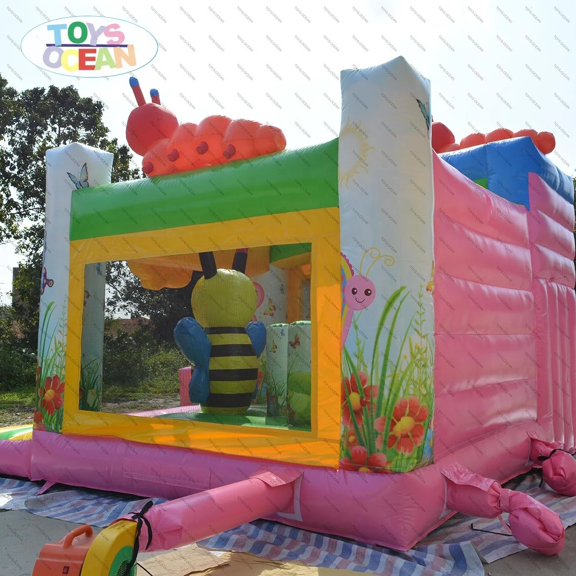 customize  inflatable honey bouncer castle jumping trampoline combo with slide