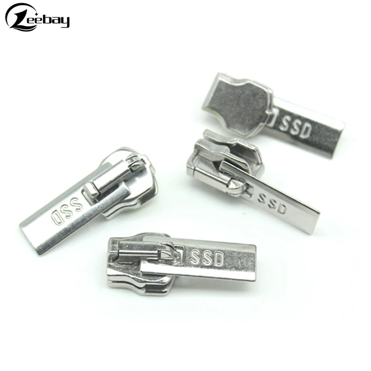 Metal hardware brand logo wallet zipper puller custom clothing zip slider puller