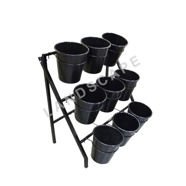 Custom made flooring metal display rack with buckets for flower shops