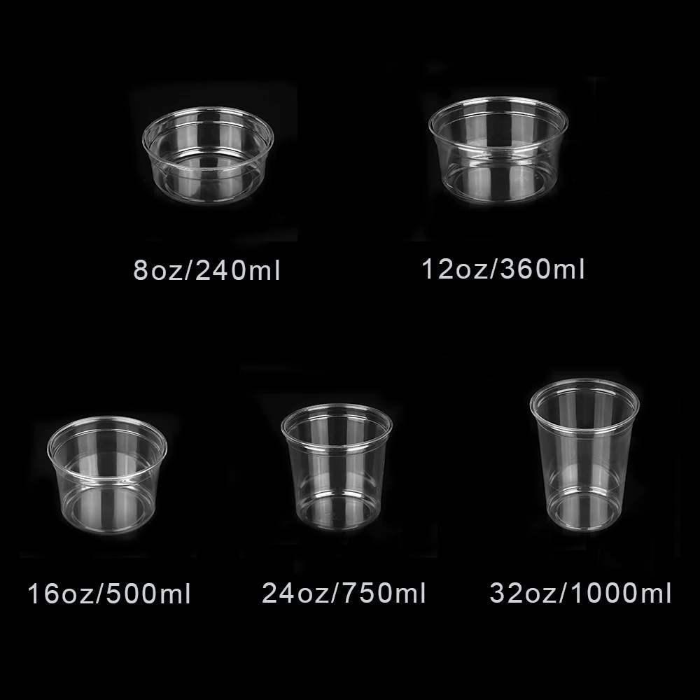 Biodegradable Food Container PLA Disposable 8oz 12oz 16oz 24oz 32oz PET Deli Container Cup With Lid