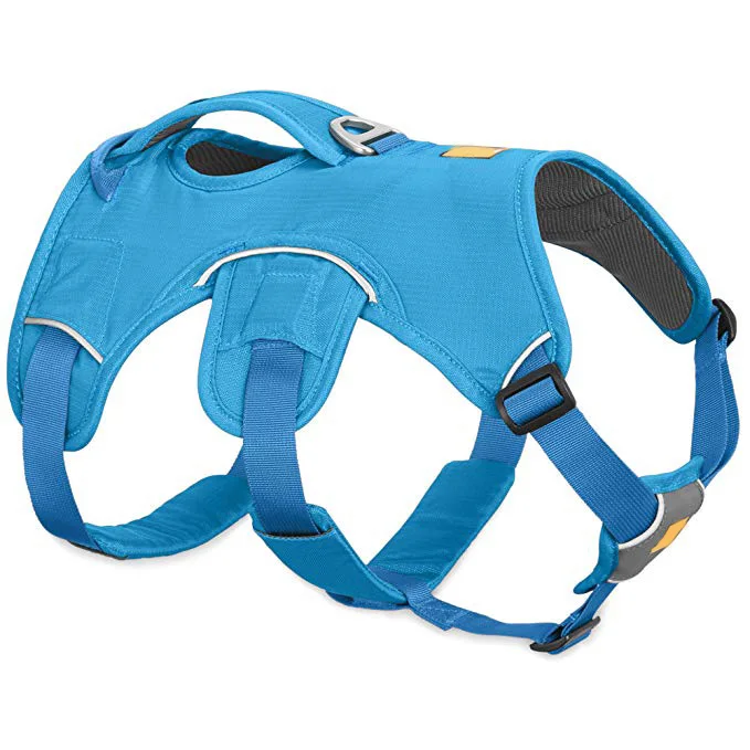 Adjustable Blue Nylon Service Lift Dog Harness with Foam Padded Handle for Working Dogs Handlers and Amputee Dogs
