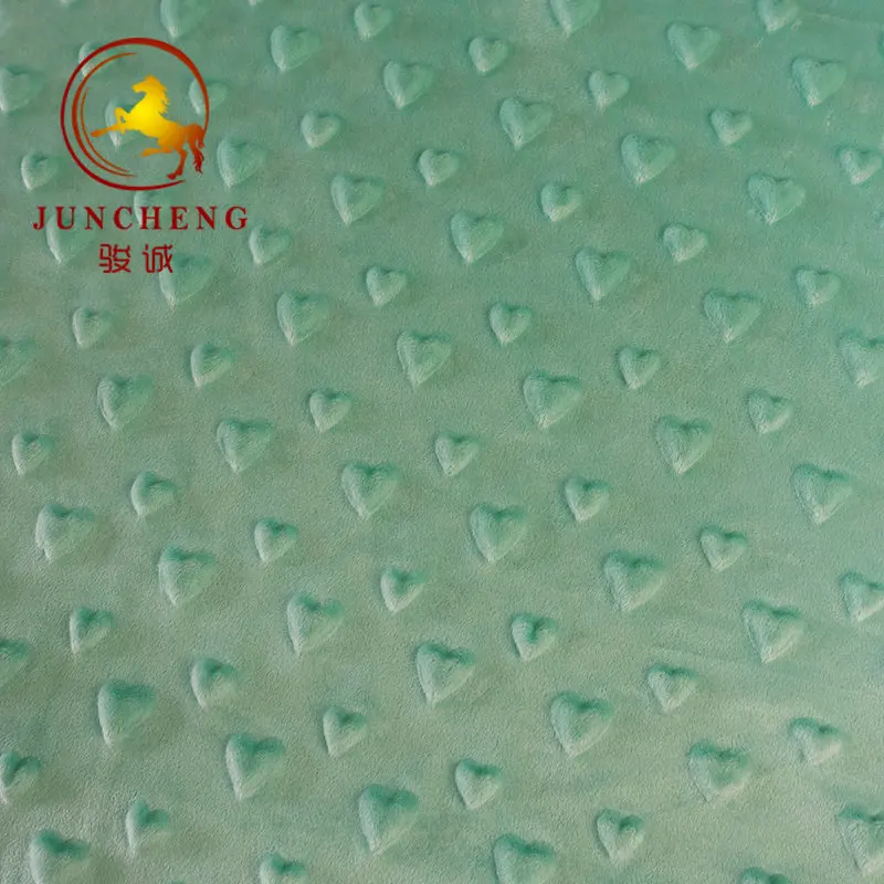 Hot and popular knit soft velvet minky heart shape blanket fabric for baby using