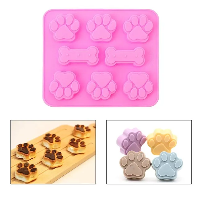 Food Grade 2-in-1 Puppy Dog Paw And Bone Silicone Molds For Chocolate  Candy Jelly Ice Cube Dog Treats