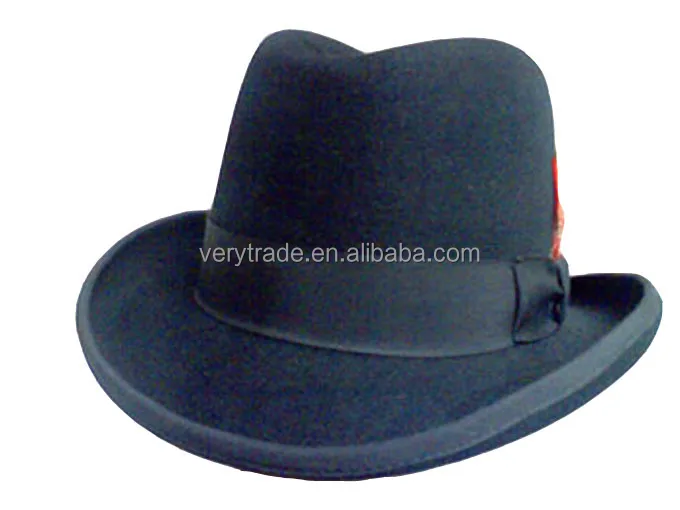 Men WOOL HOMBURG HAT M L XL * SATIN LINED Godfather Fedora