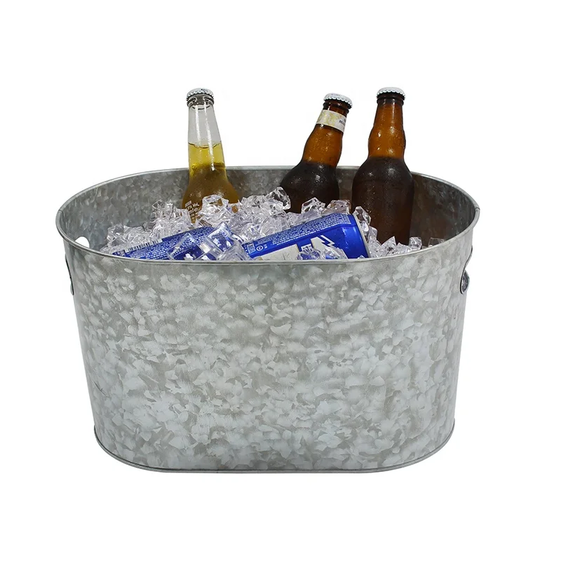 Large Silver galvanized Steel Beverage Tub Wine Chiller