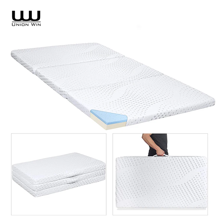 Hot Selling Portable 3in Queen Size Folding Memory Foam Gel Mattress Topper  With Removable Cover
