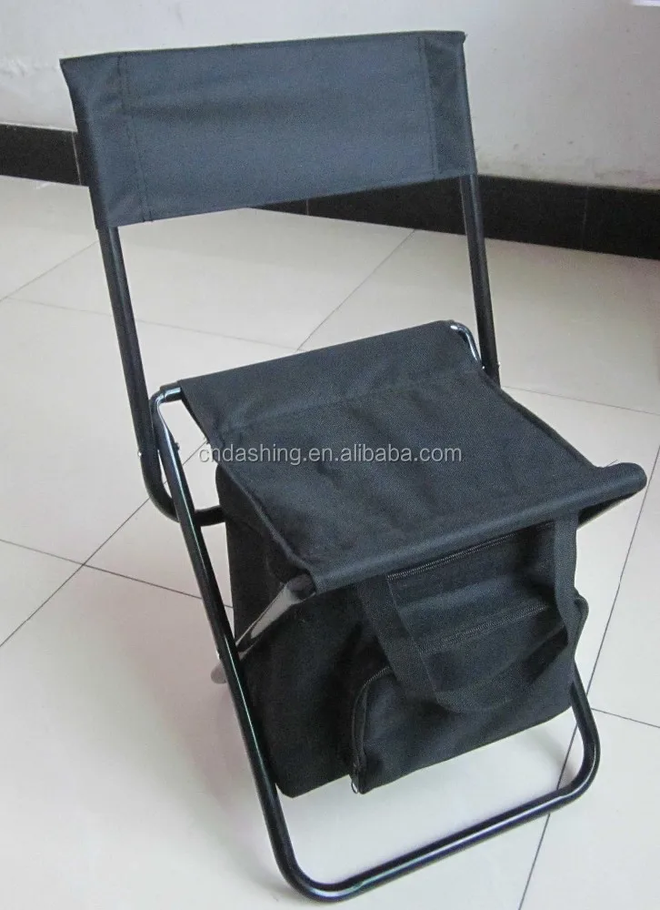 Adjustable portable folding comfortable 600D oxford fishing cooler stool wholesale factory foldable custom chairs with backrest