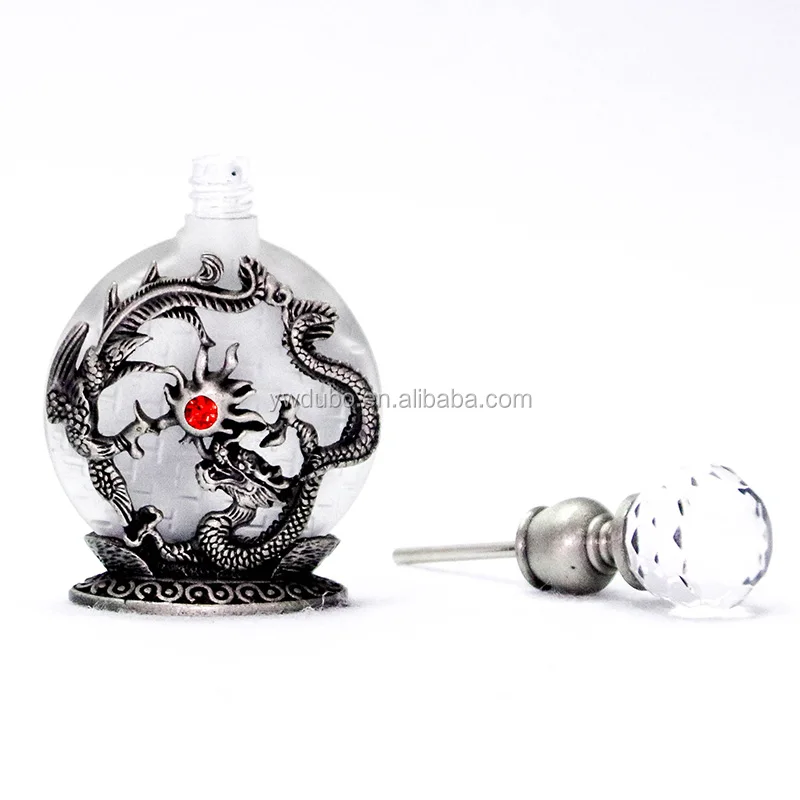 8ml Metal Dragon Phoenix Perfume Bottle Empty Glass Essential 0il Refillable Bottles Ornament Home Decoration Gift#59654#59659