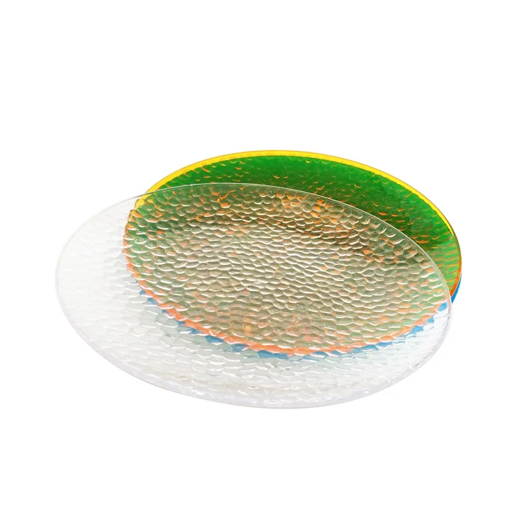 Dia 20cm Food grade material Round PS Acrylic hard plastic transparent food snack  plate dishes