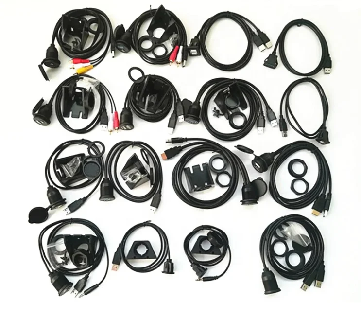 waterproof Car Boat Lead Mounting Dash Flush Mount panel USB 2.0 3.0 A  Male to Female audio video Extension Cable