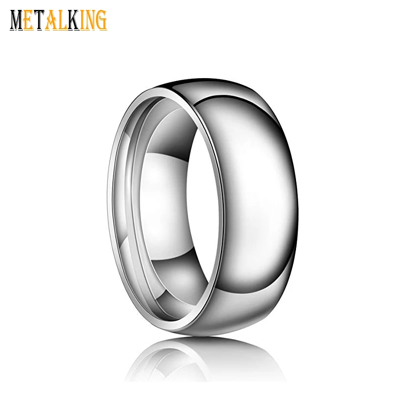 High Polished Titanium Wedding Band Ring 8mm Domed Comfort Fit Men Women Ring