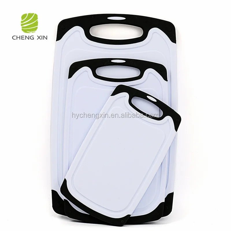 Amazon, популярная Экологически чистая Высококачественная многофункциональная разделочная доска для овощей из 3 предметов, черная пластиковая разделочная доска PP