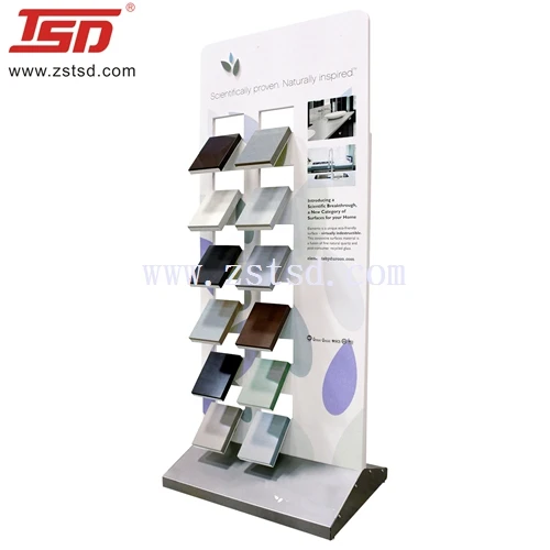 Custom Floor Standing Pos Metal Ceramics Tiles Display Racks Stand Tile Showroom Display Marble Granite Display
