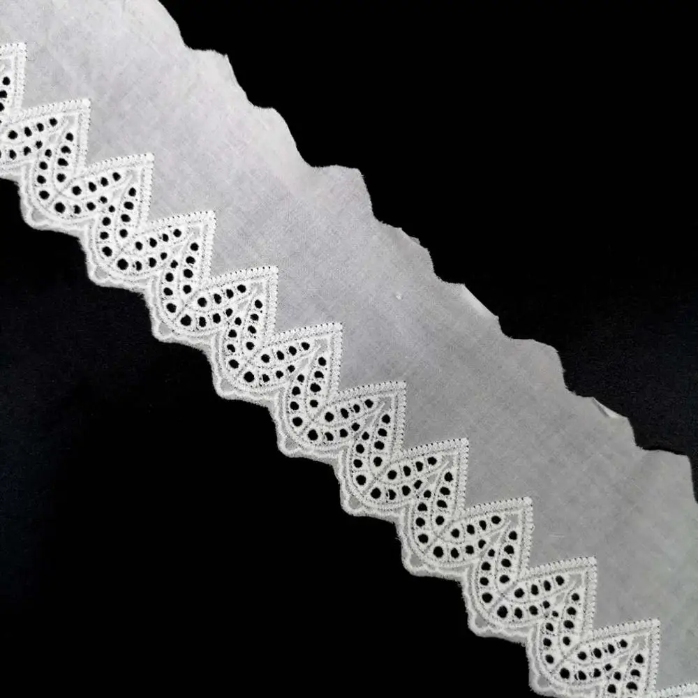 Clothing decorative lace trim  eyelet design embroidery cotton lace