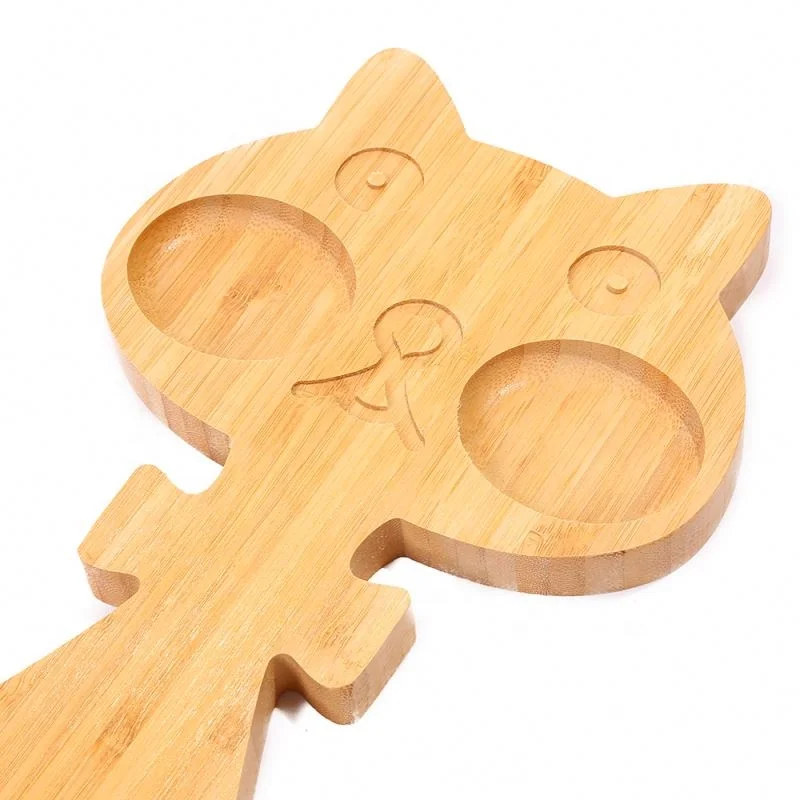 
Appetizing Lovely Cartoon Plate Tableware Cute Animal Shape Wood Kids Food Tray 