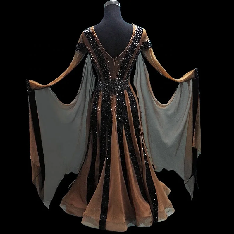 
Import fabric crystals performance ballroom dance wear adults waltz ballroom dance dress 