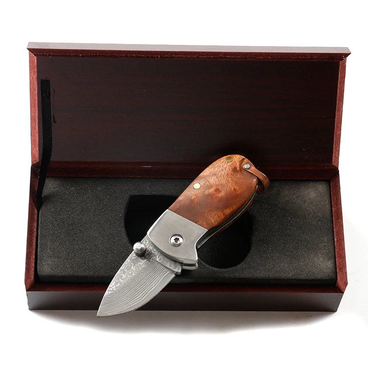 
Mini Damascus steel folding pocket knife key chian gift knife 