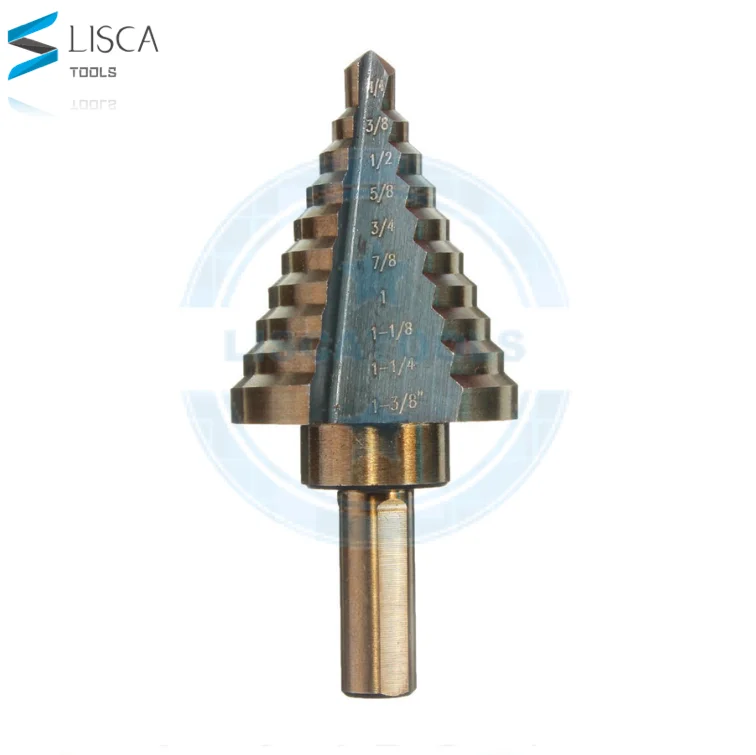5Pcs set inch size Step Drill Bit Directly Groove Handle Pagoda Drill for PVC Thin Steel Wood