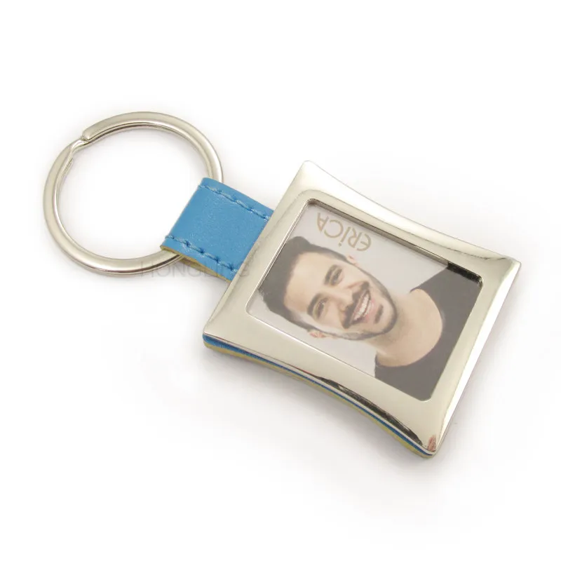 
Wedding souvenir PU leather with photo custom keychain tourist key holder 