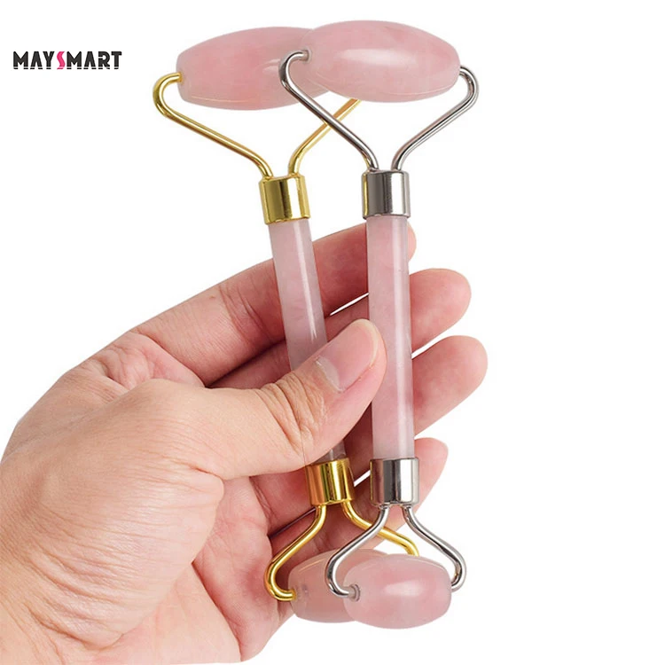 Beauty Tool Face Massager Quartz Rose Gold Wholesale Mini Double Jade Roller Facial Roller