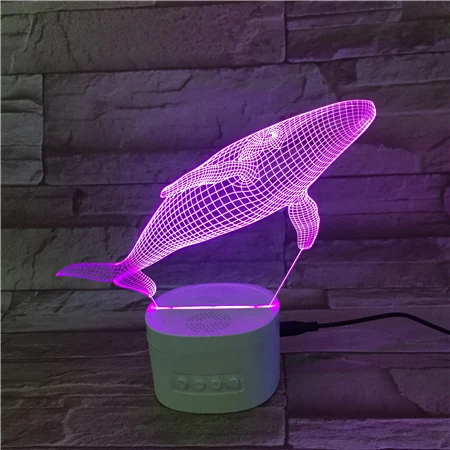 
Portable Gift Home Wireless Speaker MP3 Adjustable Colorful USB LED Lamp With Whale Shape Acrylic Plate 