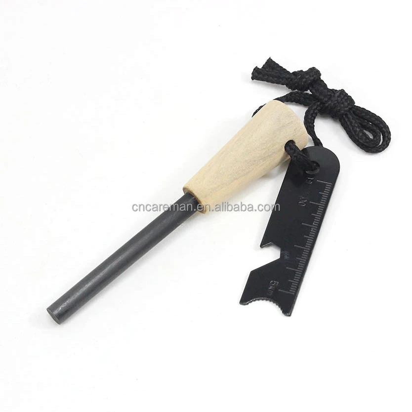Wooden Handle Fire Starter, Wood Fire Steel/Firesteel/Flint/Fire Kit w/Beer Bottle Opener Striker OEM Orders Accepted