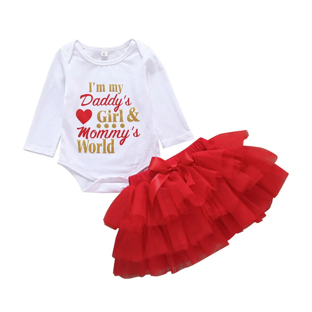 Baby Girl Clothes Outfits Infant Clothing Sets Romper + Red Tutu Skirt Newborn Baby Suits Clothes Set