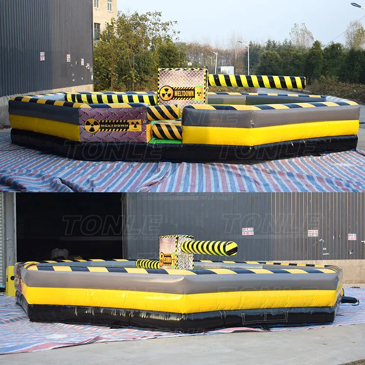 most popular adult kids Inflatable sweeper eliminator inflatable wipeout toxic meltdown game for sale