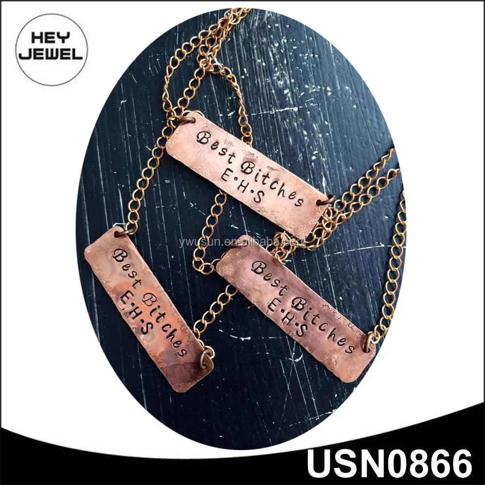 
necklace with initials funny personalized friends forever best bitches 