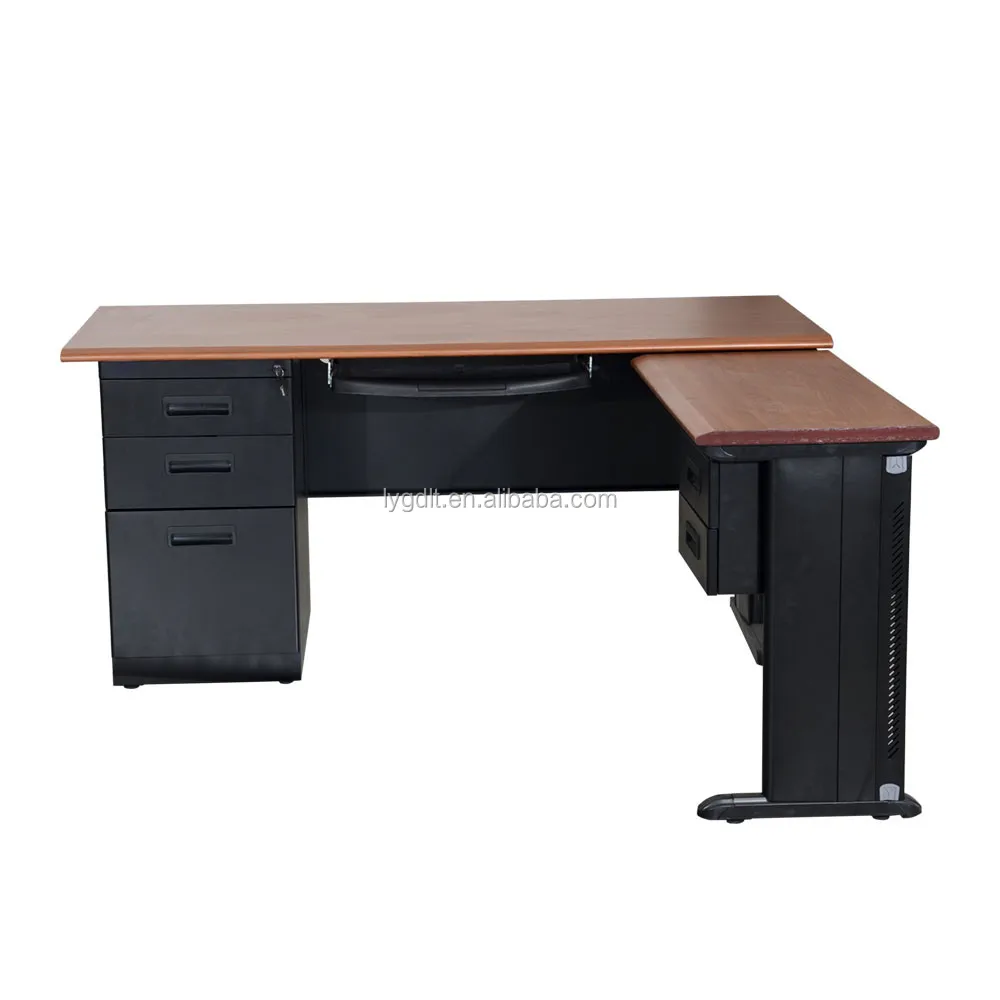 Office desk L shape with drawer Executive Luxury Melamine Wooden Office Writing Consulting Wood Table