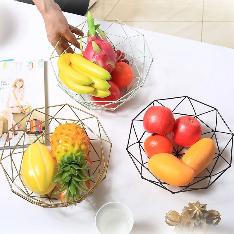 free sample 550-98B ins simple design black metal wire bowl fruit basket for home decor