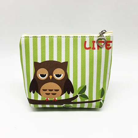 custom hot selling handmade stripe coin bag lovely animal design coin purse  cute owl design zipper wallet