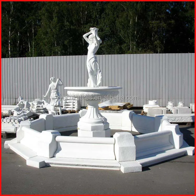 White marble garden female statue fountain stone life size lady water fountains