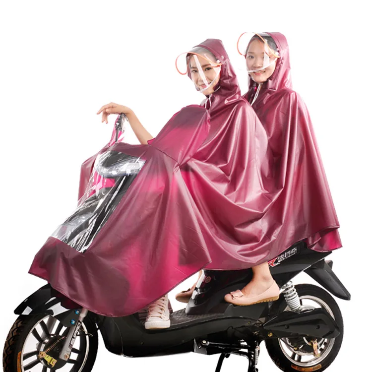 New fashion thick 2 persons riding motorcycle raincoat ponchos electric car motor battery car pvc raincoat