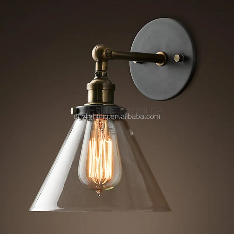 
indoor decorative clear glass lamp shade with edison bulb antique industrial vintage wall lamp 