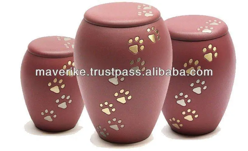 Metal Paw Print Blue Memorial Pet Cremation Urns set Ashes Paws Engraved Pet Caskets & Dog Keepsake Urns Ashes