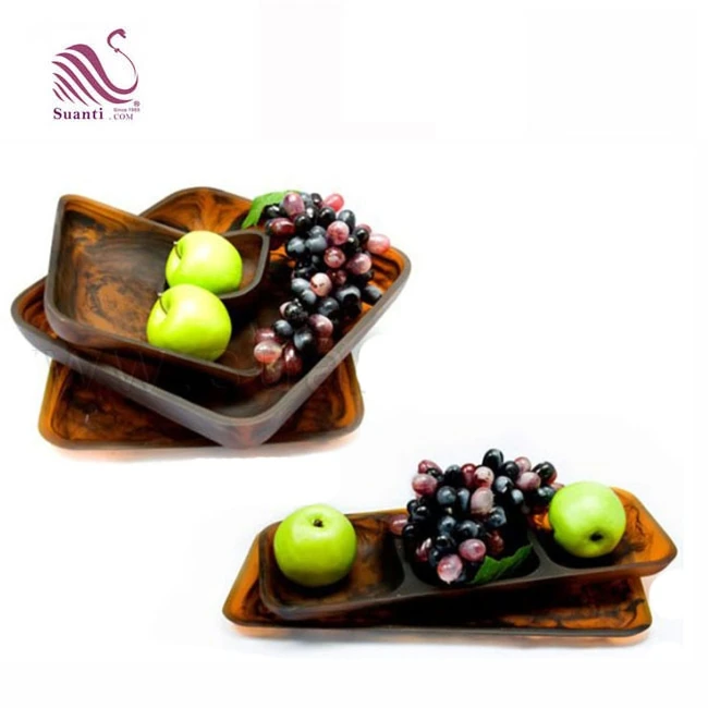 Customized Home Restaurant or Buffet and Salad plates Resin Brown Swirl Dinnerware Cold Food and Fruit Plates