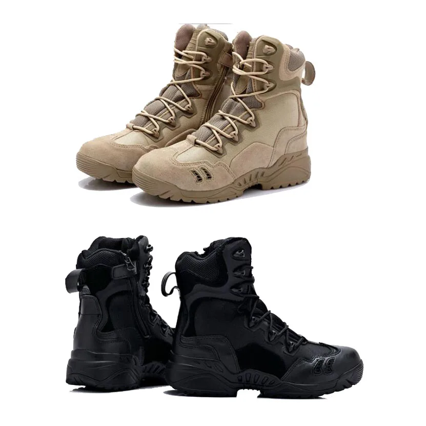 Leather Combat Boots With Zipper