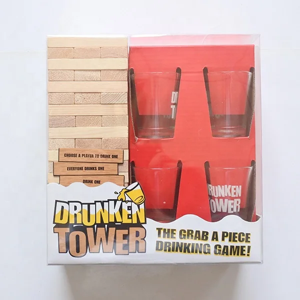 Creative Building Blocks Drinking Games Family Fun Wooden Drunken Tower Set